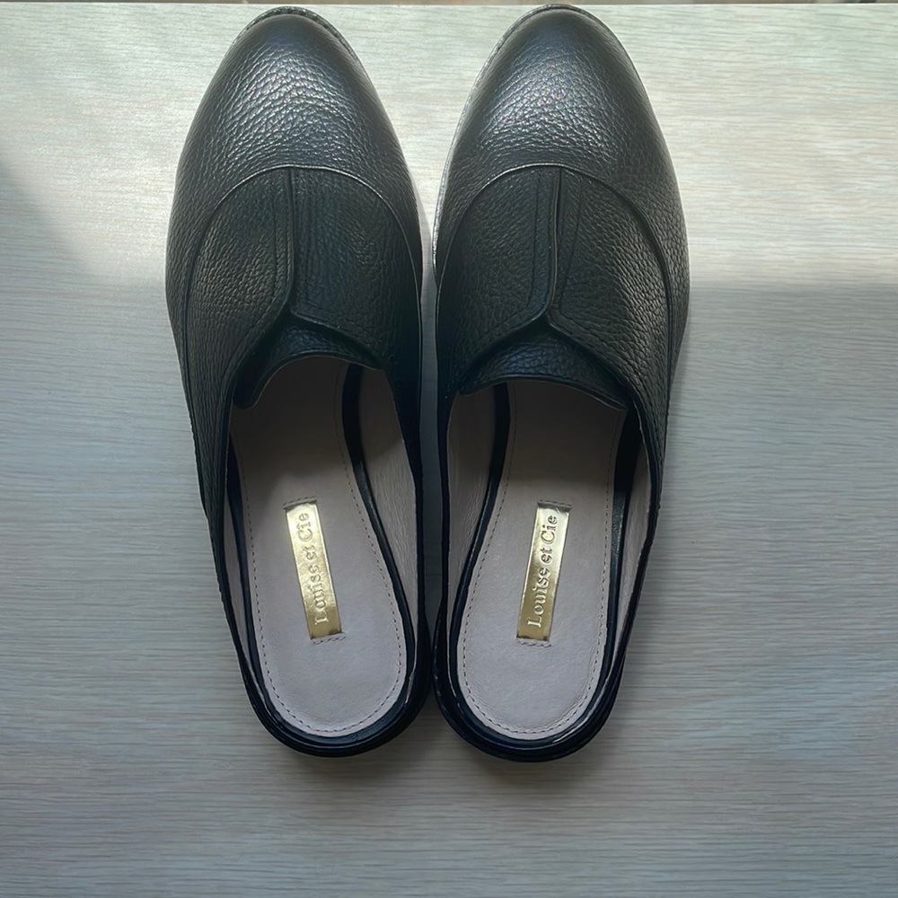 LOUISE et CIE Lo Freyda Black Leather Mule, Size 7 M